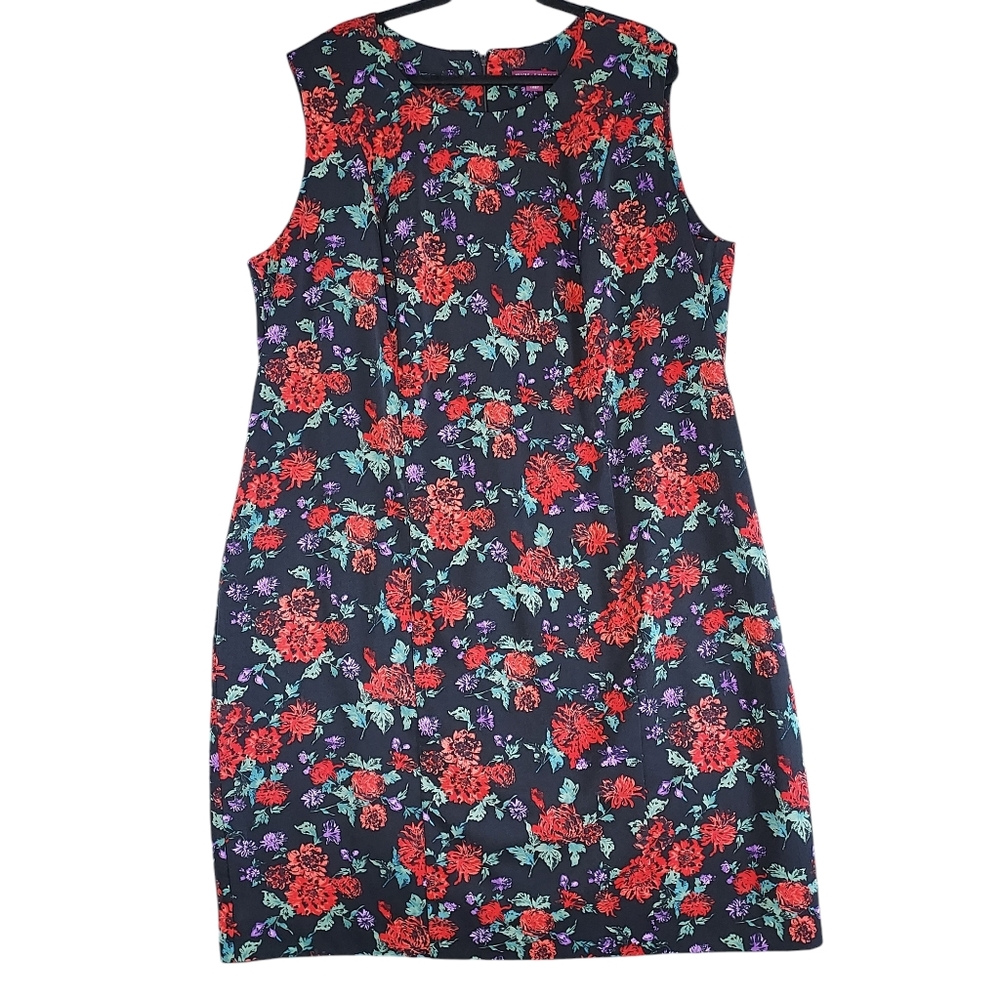 Jessica London Womens Plus Size 26 Sleeveless Floral Flower Colorful Shift Dress